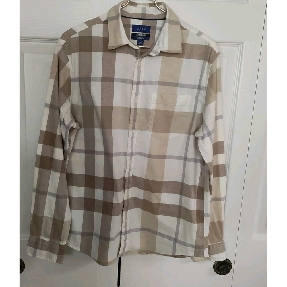 Apt.9 Mens Long Sleeve Button Down Soft Flannel Size Med